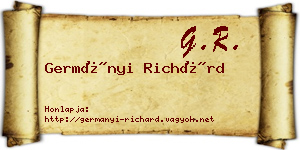 Germányi Richárd névjegykártya